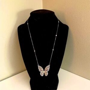 Elegant Gold plated sterling silver 925 Butterfly Necklace 18”
